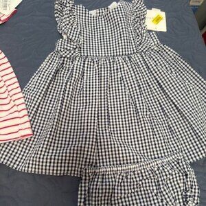 NWT NAVY & WHITE CHECKERED 2 PIECE OUTFIT, SIZE 18 MONTHS